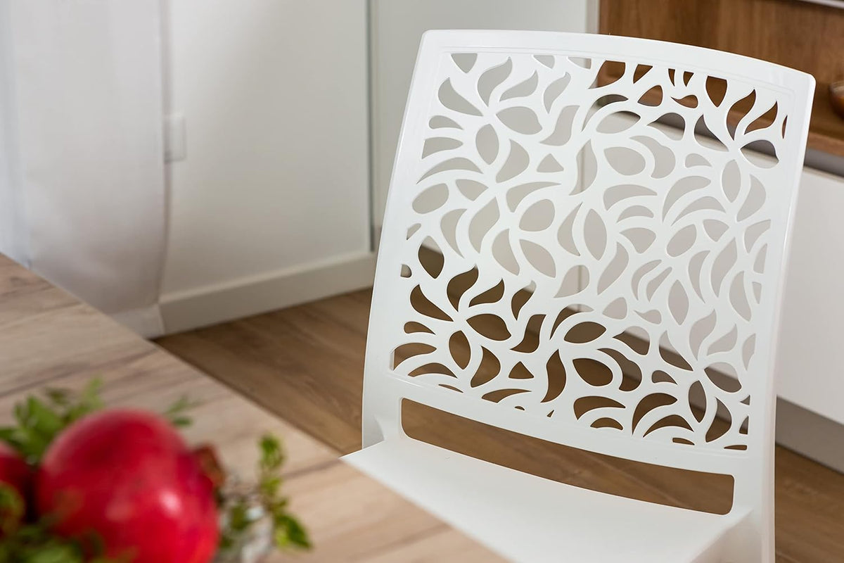 SIEDITI FUORI E DENTRO Chaises en résine avec Fibre de Verre empilables pour intérieur/Cuisine/Salle à Manger et extérieur/Jardin Anna (4 Chaises, Blanc)