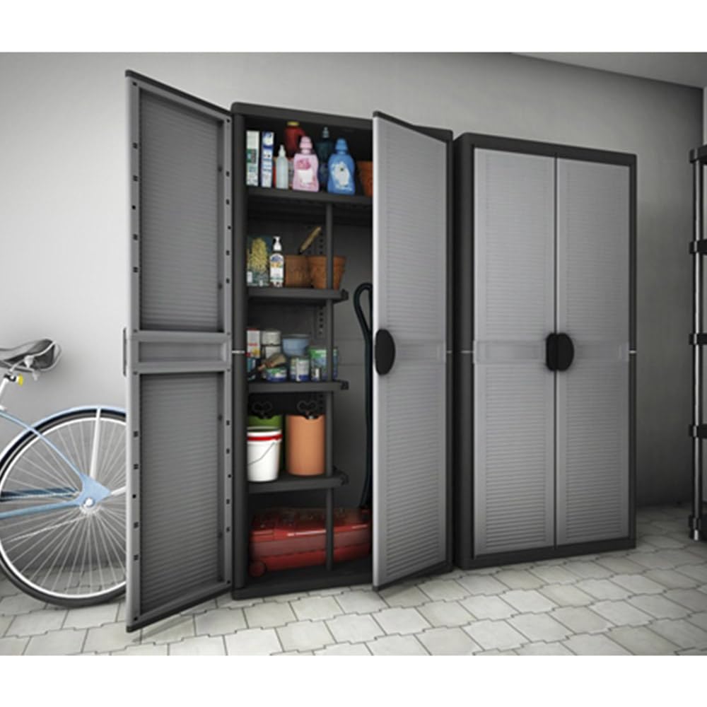 Terry - Jumbo Cab 3900 Qblack, Armoire à 2 portes, Séparation Verticale et 4 Étagères, pour Intérieur et Extérieur Couvert, 89,7x53,7x180 cm