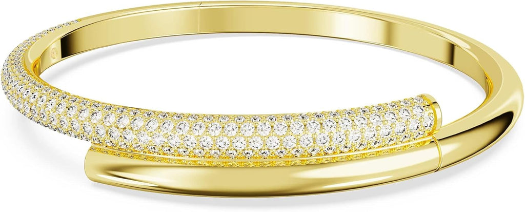 Swarovski Dextera Collection Bangle, Magnetic closure, White, Gold-tone plated
