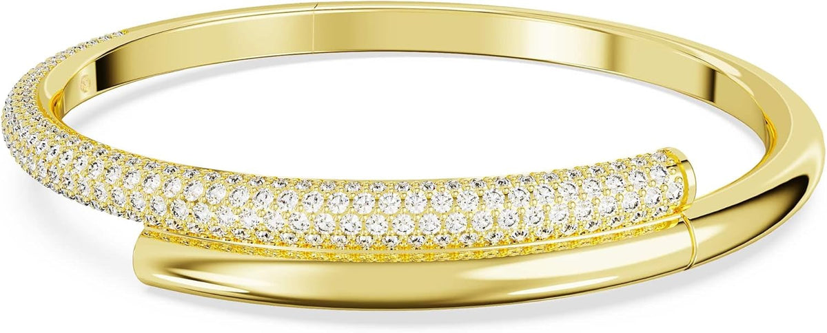 Swarovski Dextera Collection Bangle, Magnetic closure, White, Gold-tone plated