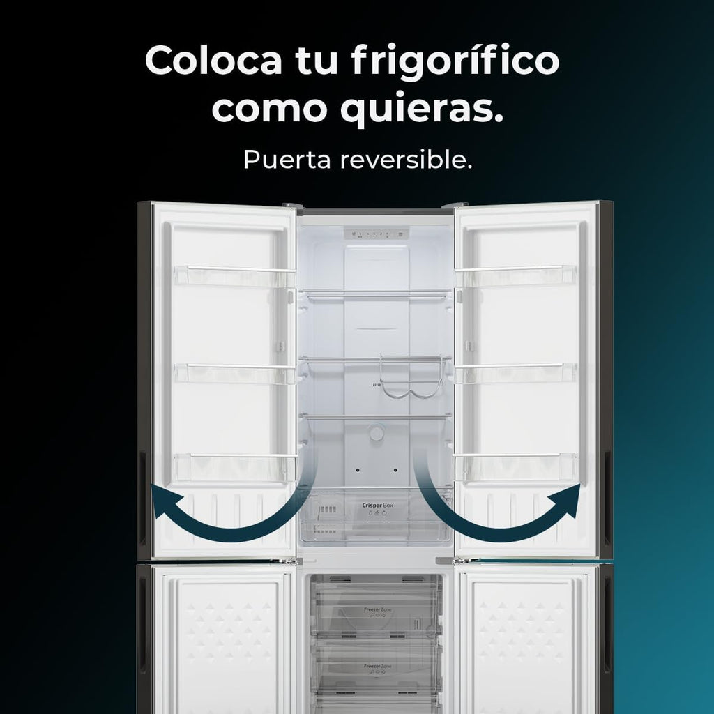 Cecotec Réfrigérateur combiné Bolero CoolMarket Combi 250 Dark D. Capacité de 250L, classe D, compresseur Inverter, Total No Frost, Multi Airflow, et porte réversible. Économies d’énergie garanties.