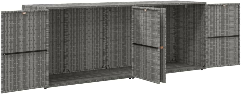 vidaXL Armoire de rangement en résine tressée pour jardin - Gris 198x55,5x80 cm