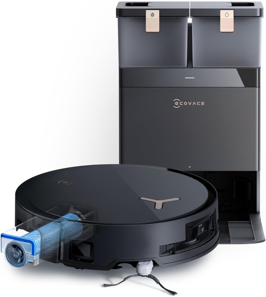 ECOVACS X8 Pro Omni Robot Aspirateur Laveur avec Station Tout-en-Un, Puissance 18000Pa, Nettoyage Auto Instantané OZMO Roller, Nettoyage à l'eau Chaude, Ajout Automatique Solution de Nettoyage