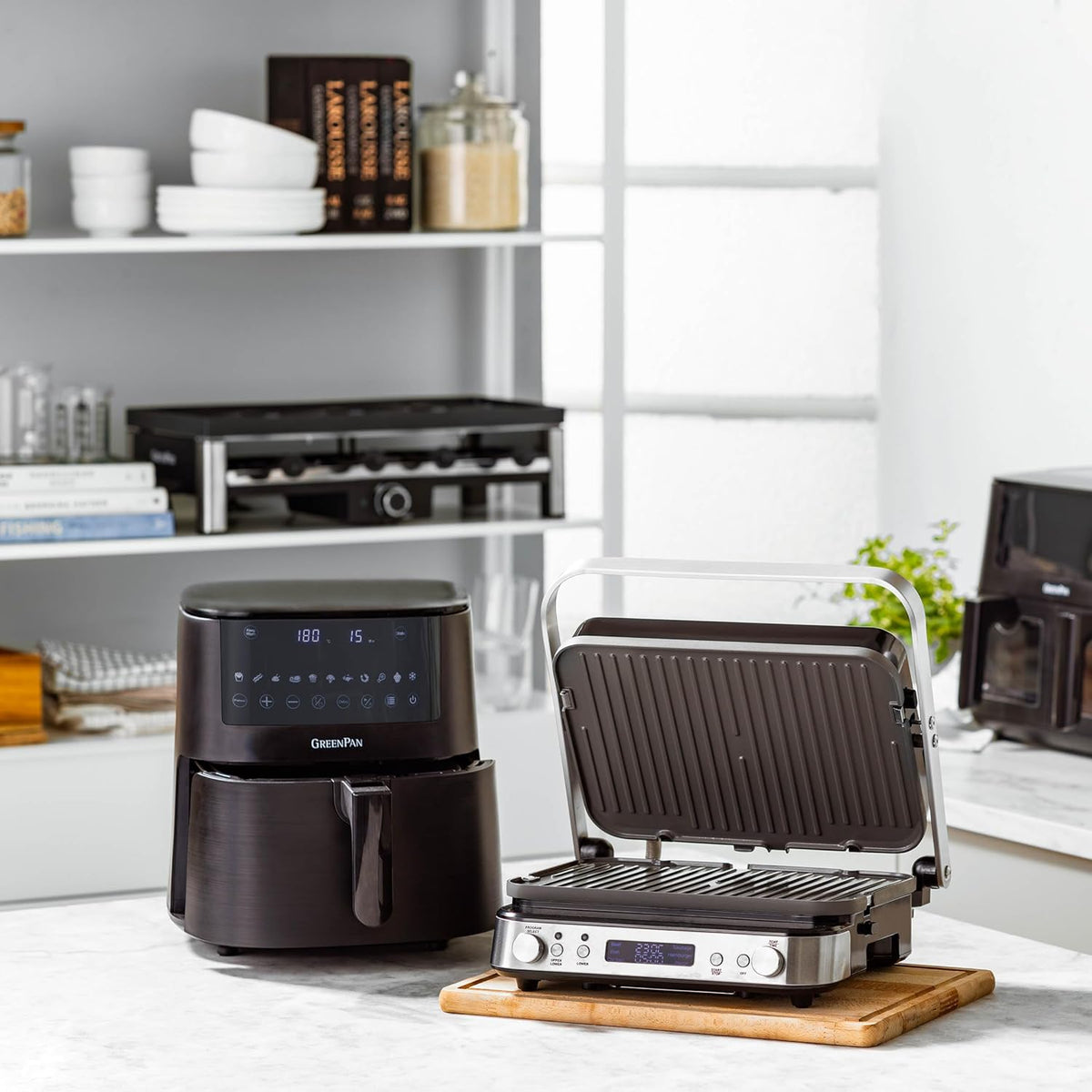 GreenPan Bistro Airfryer XL 11en1,2 Paniers à Friteuse sans Huile (2 x 4L),Intérieur Antiadhésif en Céramique sans PFAS,Chauffage Rapide,Préréglages Multifonctions,Arrêt automatique,Affichage LED,Noir
