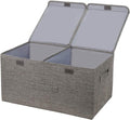 Boîte de Rangement Pliable, Deux couvercles, Panier à vêtements en Tissu de Lin, Poubelle Canal, Sac de Rangement pour boîte à Jouets