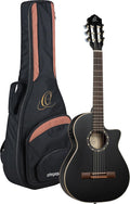 Ortega Guitars Guitare Classique Électro-Acoustique - 3/4 - Family Series - Housse Incluse - Épicéa/Acajou, Noir RCE125SBK-3/4