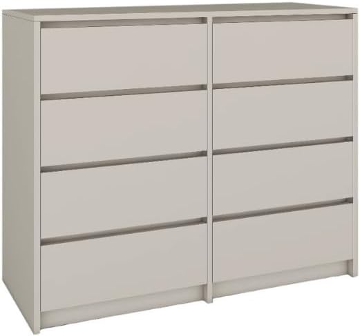 BDW - Commode 8 Tiroirs 120 cm - Meuble de Rangement - Commode Chambre Bébé, Enfant, Adulte, Salon - Construction Solide - 120x100x43 cm - Cachemire