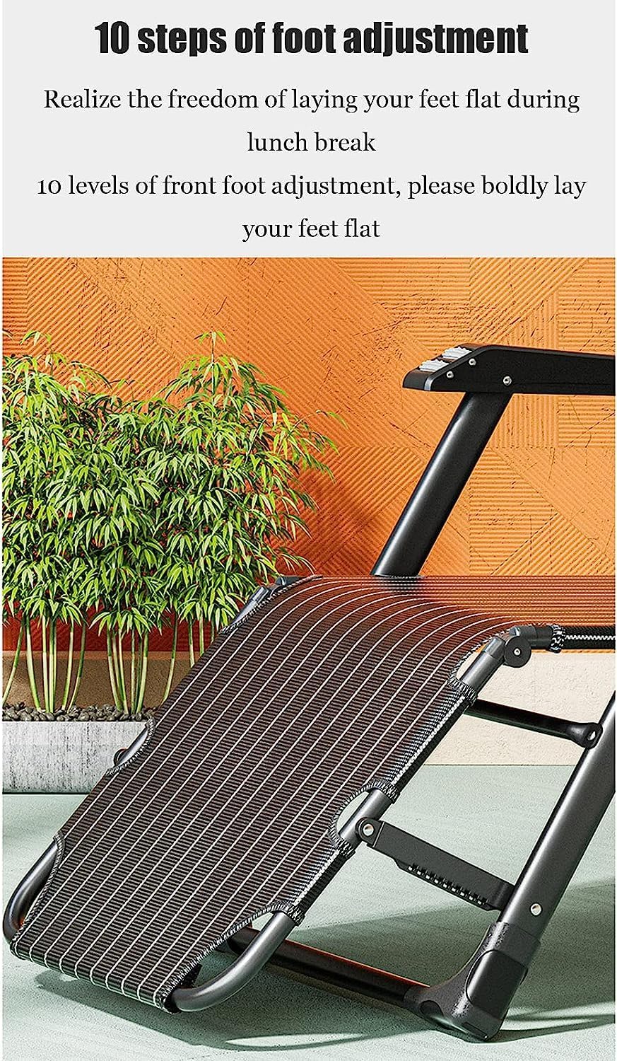 DANNMPX Chaise Longue Chaises Longues, Multifonctionnel Déjeuner Pause Loisirs Bureau Sieste Lit Chaise Portable pour Camping Plage Pliante Relaxation