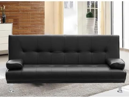 Bagno Italia Canapé lit 3 places 180 x 97 cm inclinable Simili-cuir Noir ou blanc modèle Queen
