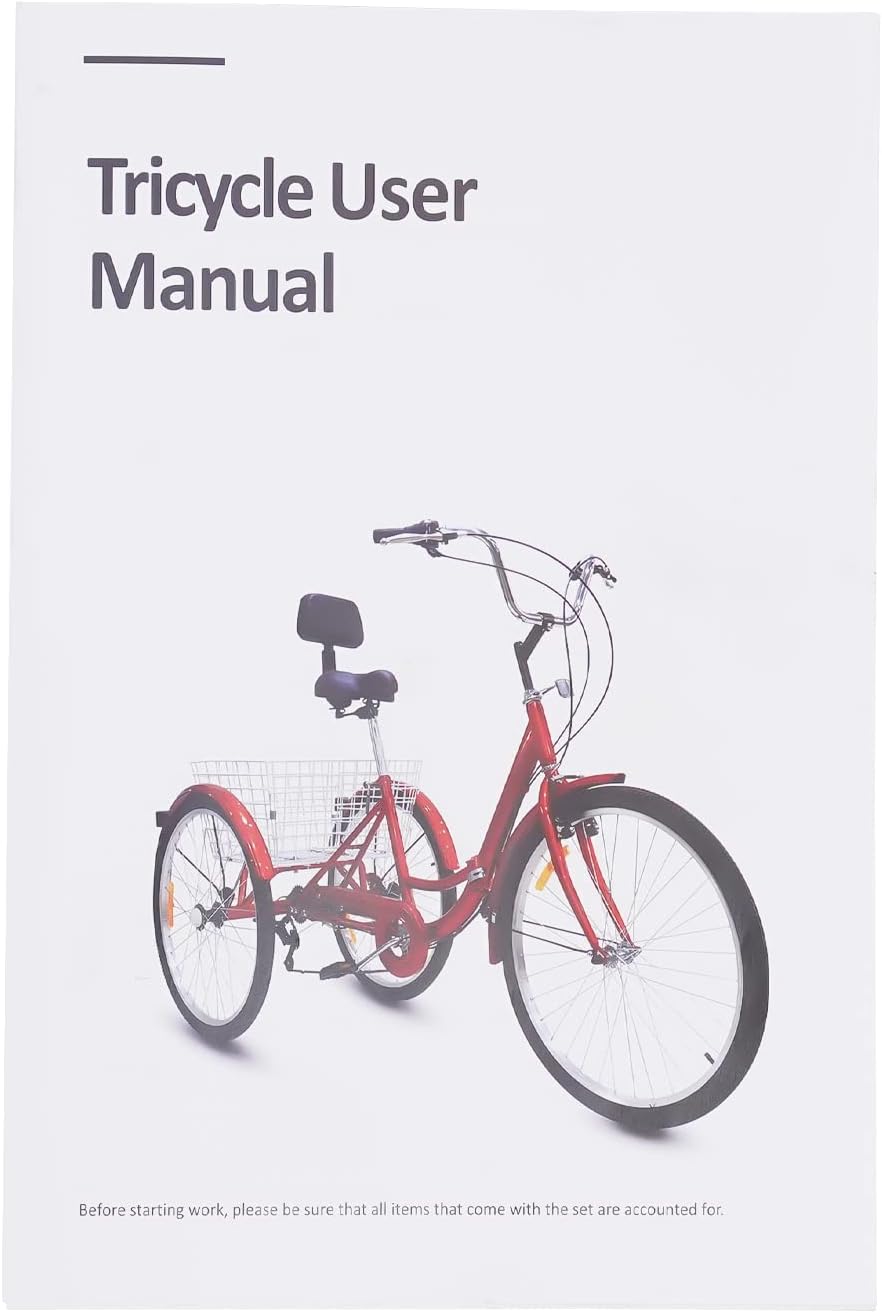 Tricycle pour adulte tricycle 24 pouces 7 vitesses 3 roues vélo avec panier et porte-gobelet d'eau, tricycle pliable pour adulte, lumière avant LED et réflecteurs UE