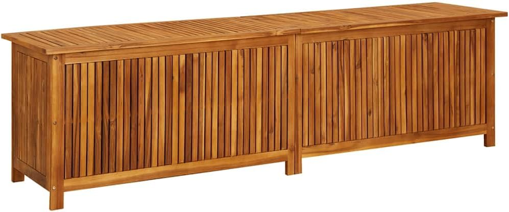 vidaXL Bois d'Acacia Solide Boîte de Rangement de Jardin Banc de Stockage Boîte d'Oreillers Coussins Couverture Extérieur 200x50x58 cm