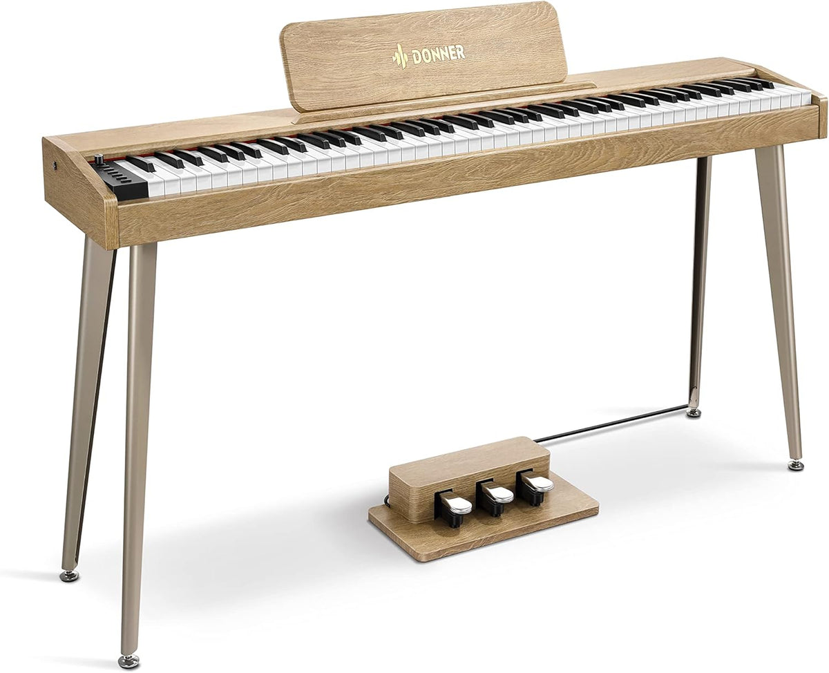 Donner DDP-60 Piano numérique 88 touches : Clavier de grande taille, toucher sensible, 8 réverbérations, enregistrement, 128 voix. Inclut trois pédales, clavier de piano électrique pour