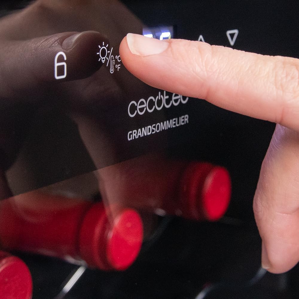 Cecotec Cave à vin 34 bouteilles Bolero grandsommelier 34030 black compressor, 80 L, Refroidissement par compresseur, Température réglable de 5 à 18°C, Commande tactile, Affichage, LED intérieur.