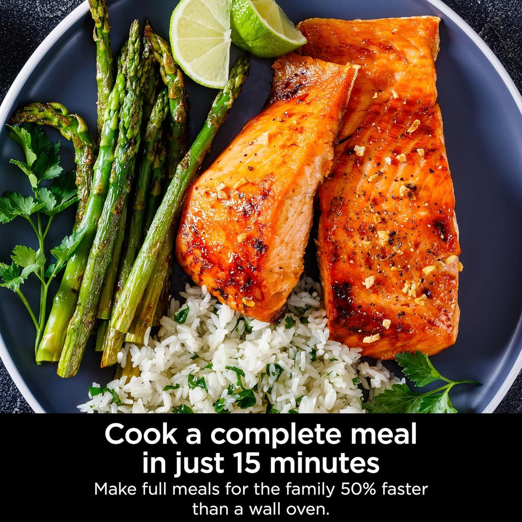 Ninja Multicuiseur tout-en-un combiné, four et friteuse à air, repas complets en 15 minutes, fonctions 14 en 1, cuisinière combinée + friture à air, cuire, rôti, cuisson lente et plus encore, 3