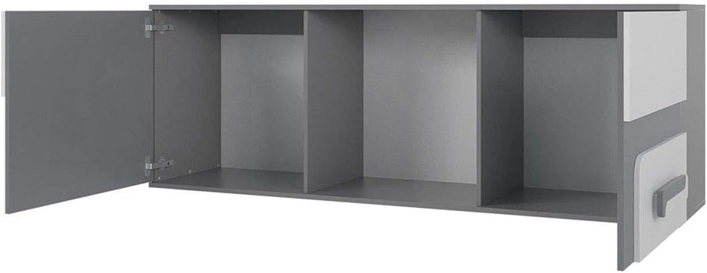 Mirjan24 Apetito XV Ensemble complet pour chambre d'adolescent 5 pièces comprenant une armoire, une étagère, une commode, un bureau, une étagère suspendue (anthracite/blanc)