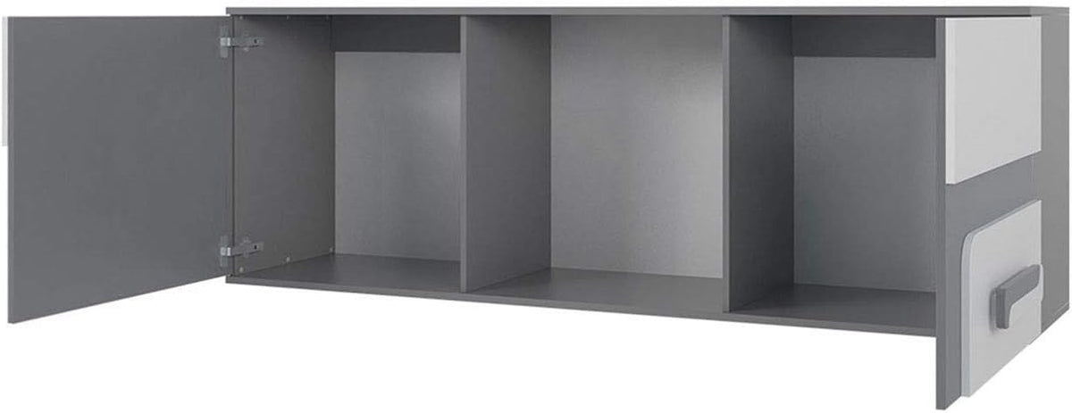 Mirjan24 Apetito XV Ensemble complet pour chambre d'adolescent 5 pièces comprenant une armoire, une étagère, une commode, un bureau, une étagère suspendue (anthracite/blanc)