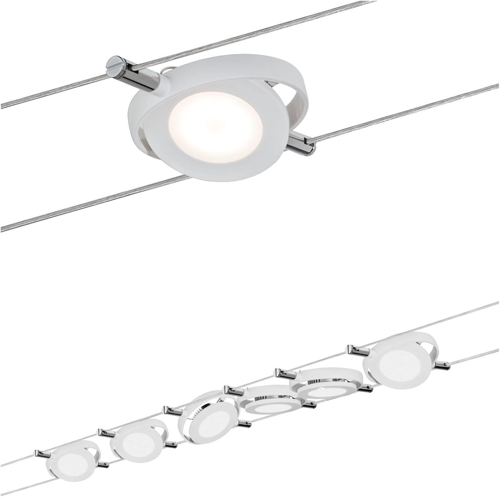 Paulmann 94106 SystÃsme de câbles CC RoundMac LED 6x4W, Blanc mat, 230/12V CC, 36VA, Métal