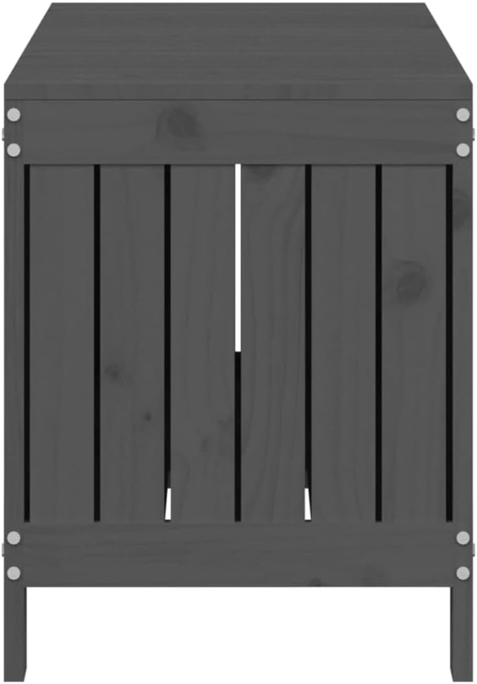 Canditree Coffre de Rangement Extérieur en Bois de Pin Massif, Coffre à Coussin Boîte de Rangement pour Jardin 108x42,5x54 cm (gris)
