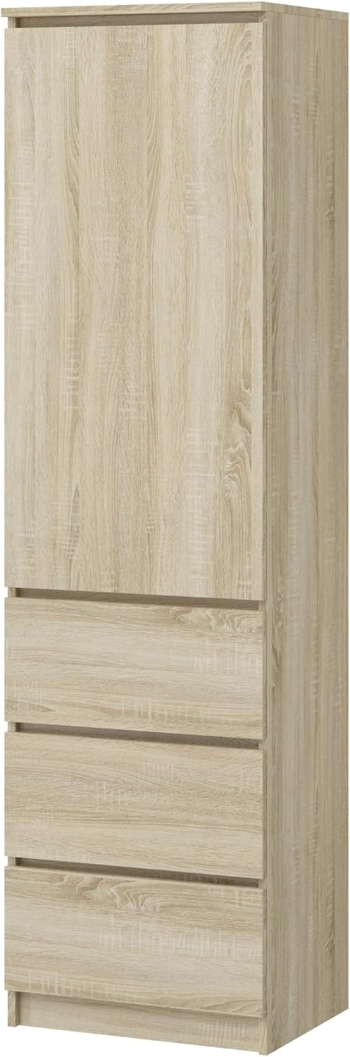 KUBUTKU Armoire multi-usages avec 3 tiroirs, 3 compartiments et portes, 180,5 x 50 x 40 cm, sonoma