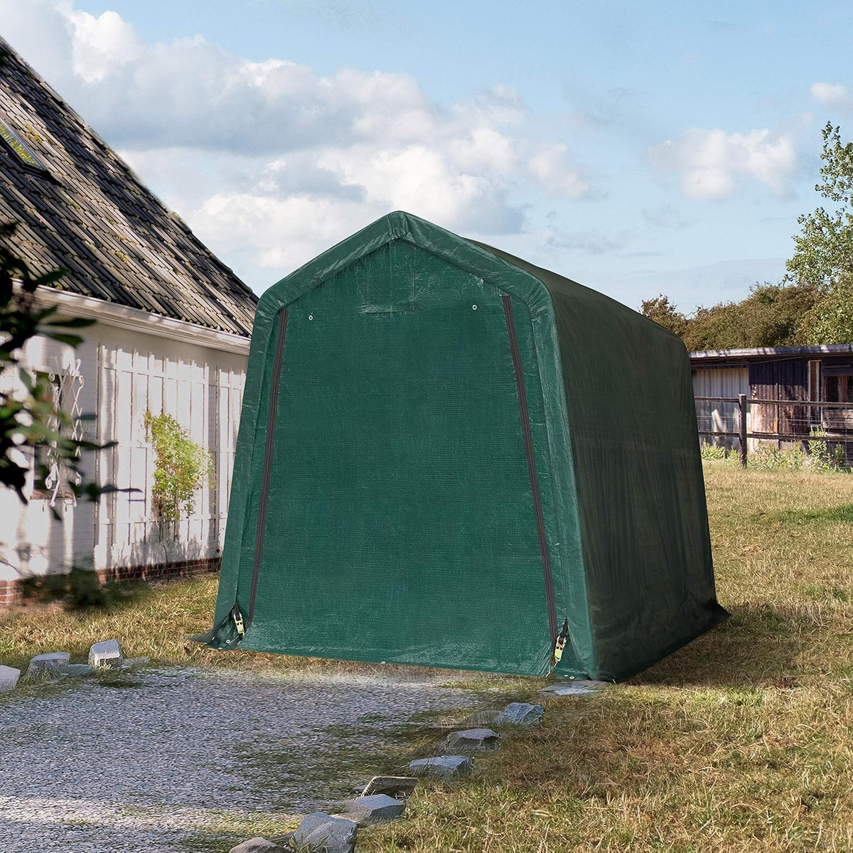 TOOLPORT 2,4 x 3,6 m Garage Tent, abri de Stockage, PE 450 N, Tente Garage Vert