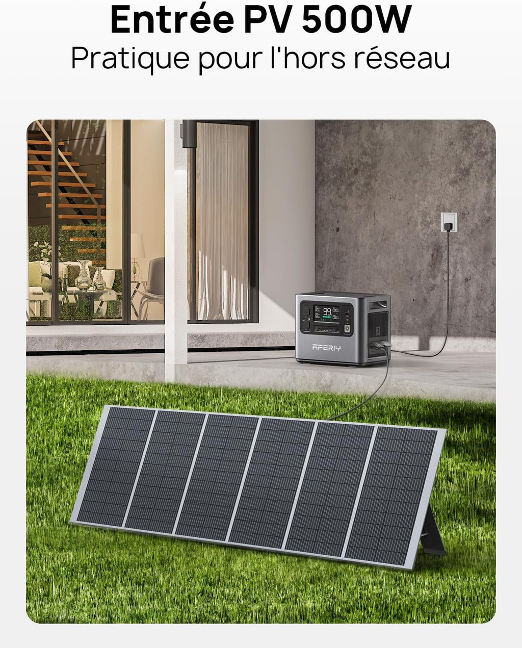 AFERIY Generateur Electrique Portable 2400W, Battetie Nomade 2048Wh, Station Electrique Portable Charge Rapide en 1.5H, 220-240V, UPS, Générateur Solaire pour Camping-car/Maison/Bureau, Garantie 7 Ans