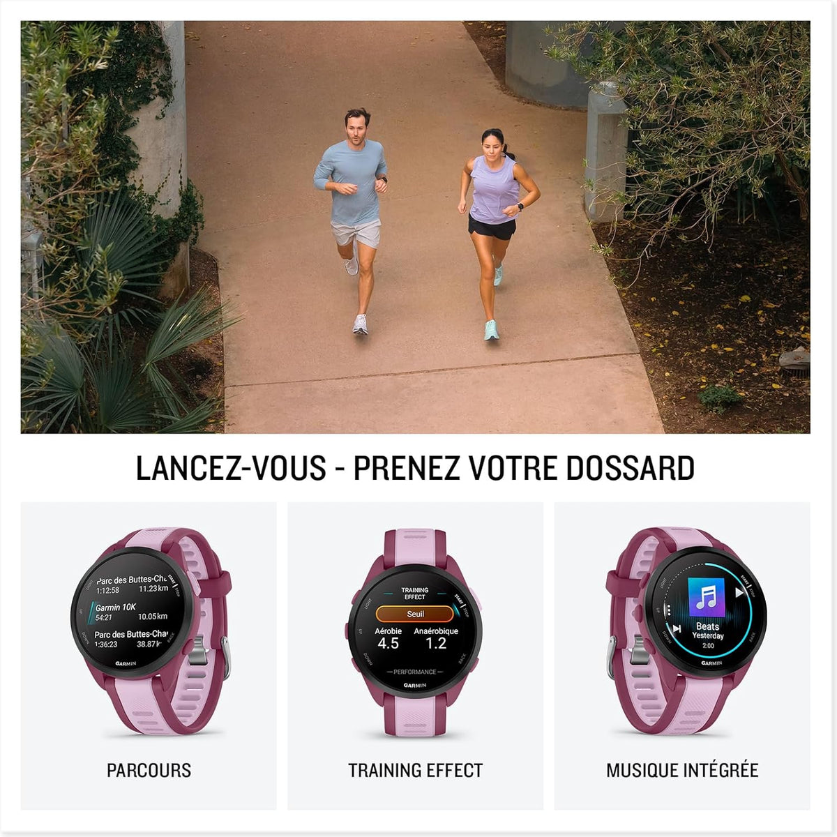 Forerunner 165, Music - Montre GPS connectée de Running avec écran AMOLED – Prune/Lilas (Reconditionné)