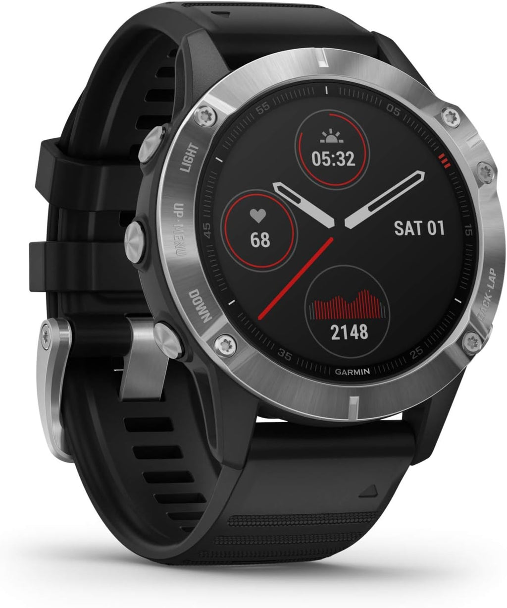 Fenix 6 Silver w/Black Band GPS Watch WW (Reconditionné)