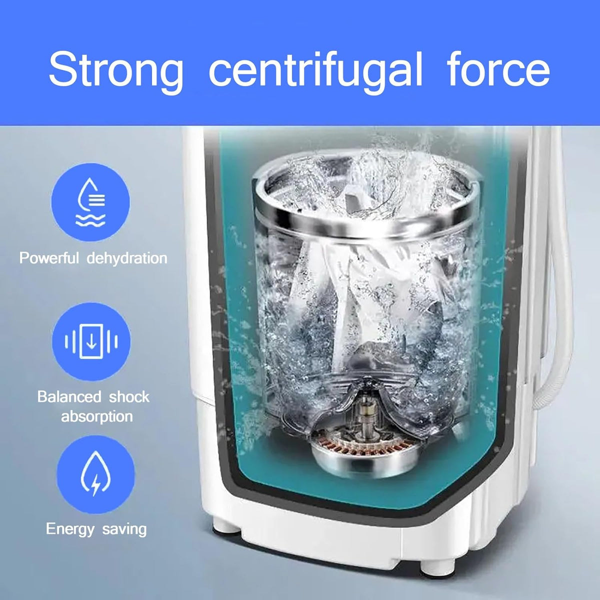 WhAeoy Sécheuse À Essorage, Essoreuse À Économie D'énergie Et D'énergie, Lumière Bleue + 9,5 Kg + Cylindre Intérieur en Acier Inoxydable, Sécheuse À Drainage par Gravité,A