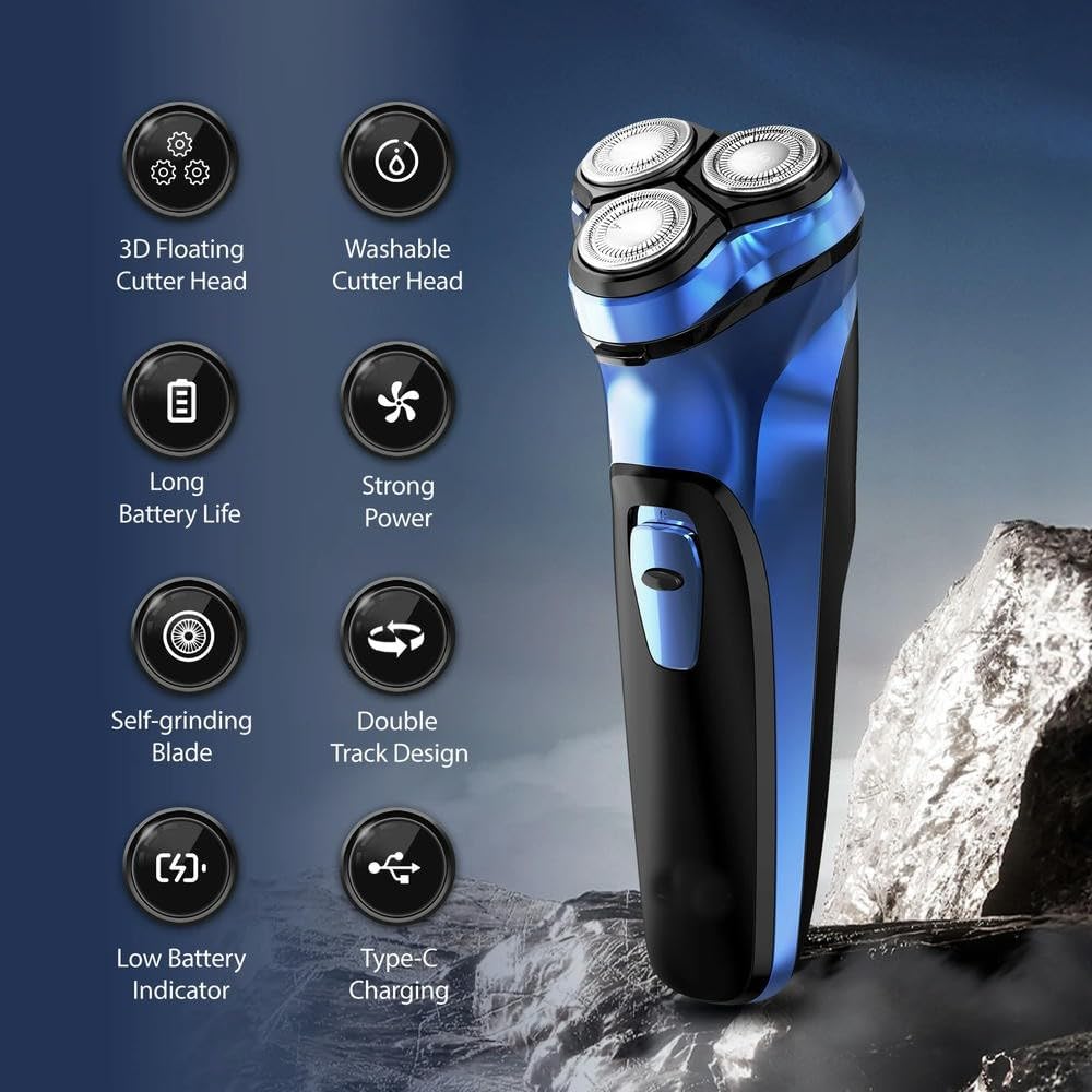 Rasoir électrique SYJYM pour Hommes, Rasoir électrique Rechargeable, Rasoir Rotatif Portable de Voyage, idée Cadeau, Tondeuse à Barbe