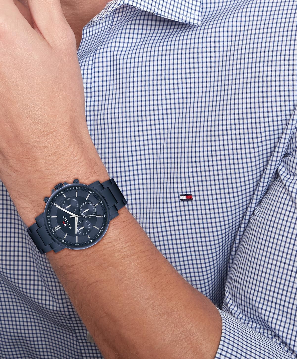 Tommy Hilfiger Montre Analogique Multifonction à Quartz pour Homme avec Bracelet en Acier Inoxydable ou en Cuir