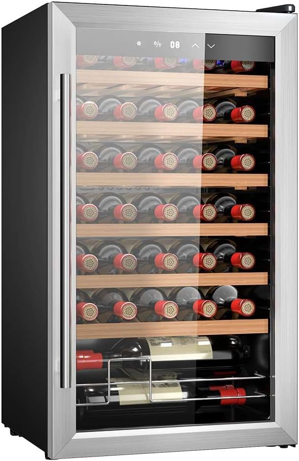Cecotec Cave à vin 34 bouteilles Bolero grandsommelier 34030 inox compressor, 80 L, Refroidissement par compresseur, Température réglable de 5 à 18°C, Commande tactile, Affichage, LED intérieur