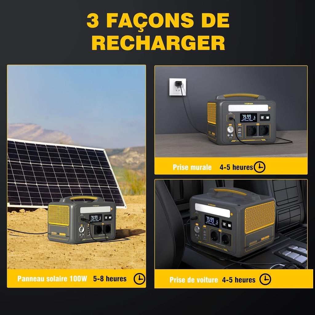 VTOMAN Jump 600X Station électrique Portable 600W - 299Wh Generateur Electrique Portable LiFePO4 Batterie Générateur, Dual PD 60W Typ-C Sortie, Capacité Extensible à 939Wh pour Camping Extérieur