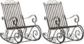 CLP Lot De 2 Fauteuils A Bascule en Fer Forgé Smilla I Rocking-Chair D'Extérieur avec Dossier Haut Et Accoudoirs, Couleur:Bronze