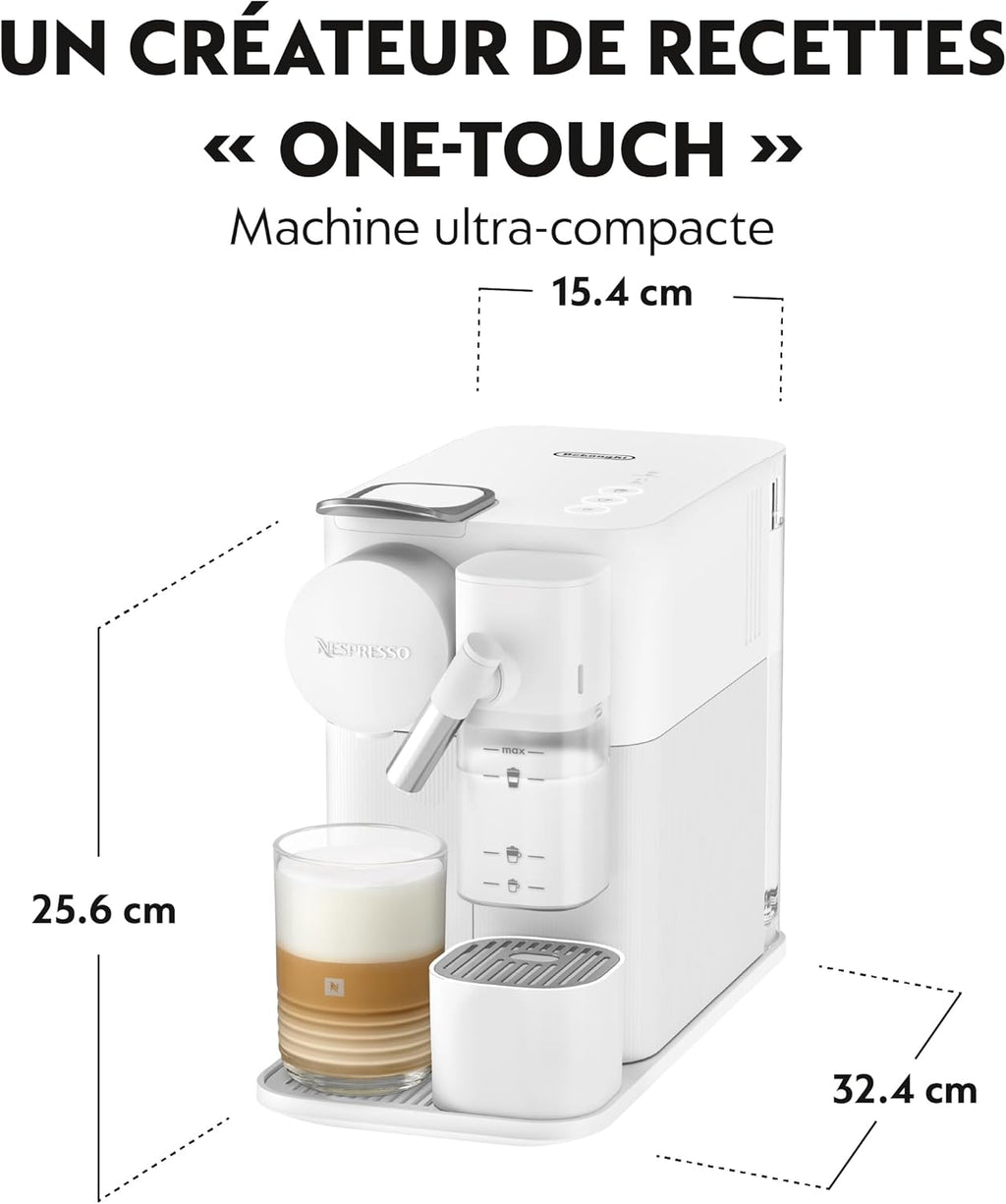 De'Longhi Nespresso Lattissima One Evo EN510.W, Machine a Café Capsule, Expresso et Cappuccino, 1450W, Blanc