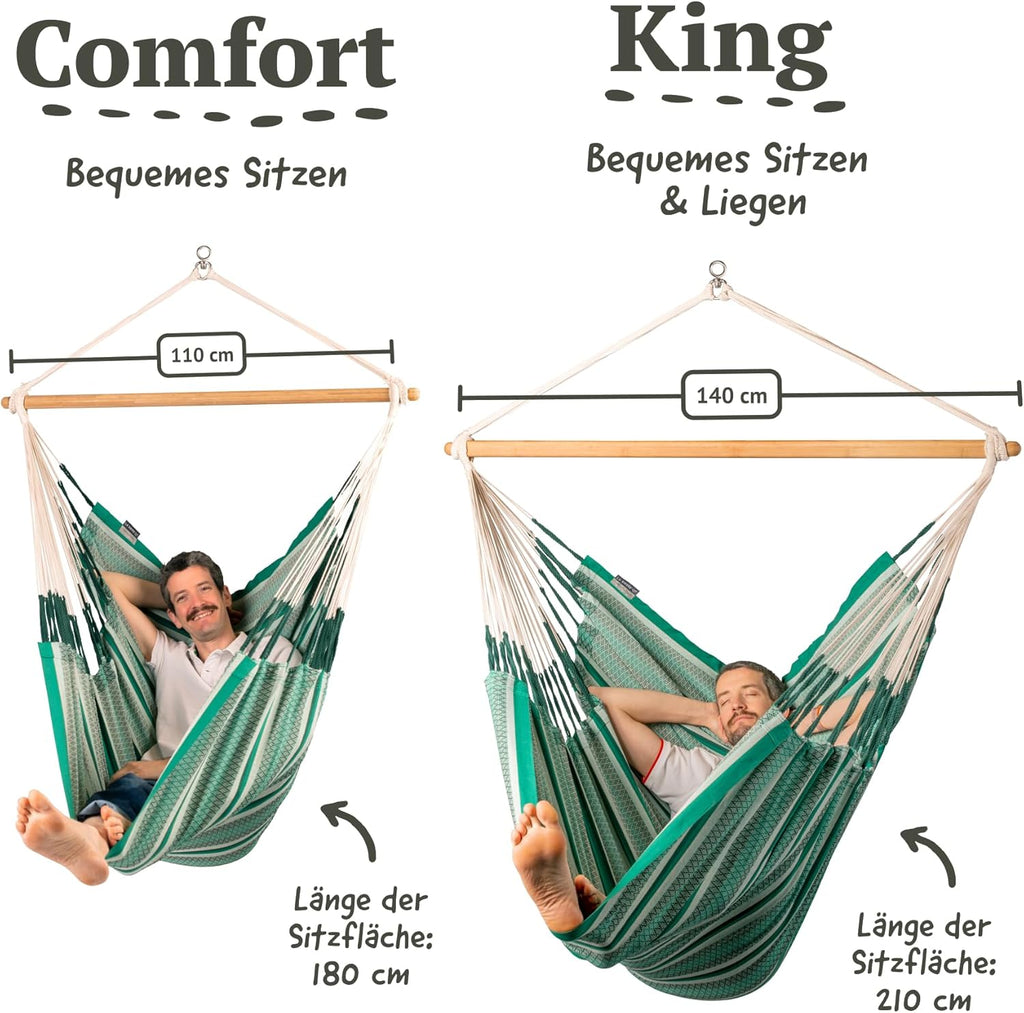 LA SIESTA® Habana - Chaise-Hamac Bio en Coton Comfort, Rotation à 360°, Design Courbé, Fabrication Colombienne - Agave, Comfort avec Fixation