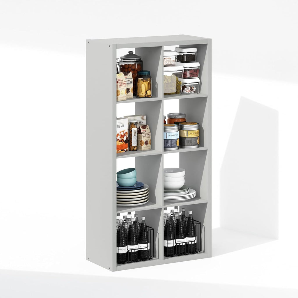 Furinno Cubic Organisateur de Placard 8 Cubes, étagères Ouvertes, Structure Extra épaisse pour penderie, Chambre, Salon, Gris Clair