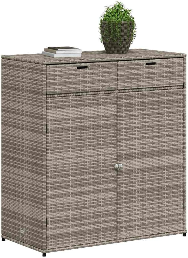 vidaXL Armoire de Rangement de Jardin, Organisateur de Terrasse avec Porte, Meuble d'Extérieur Patio Arrière-Cour, Gris Résine Tressée
