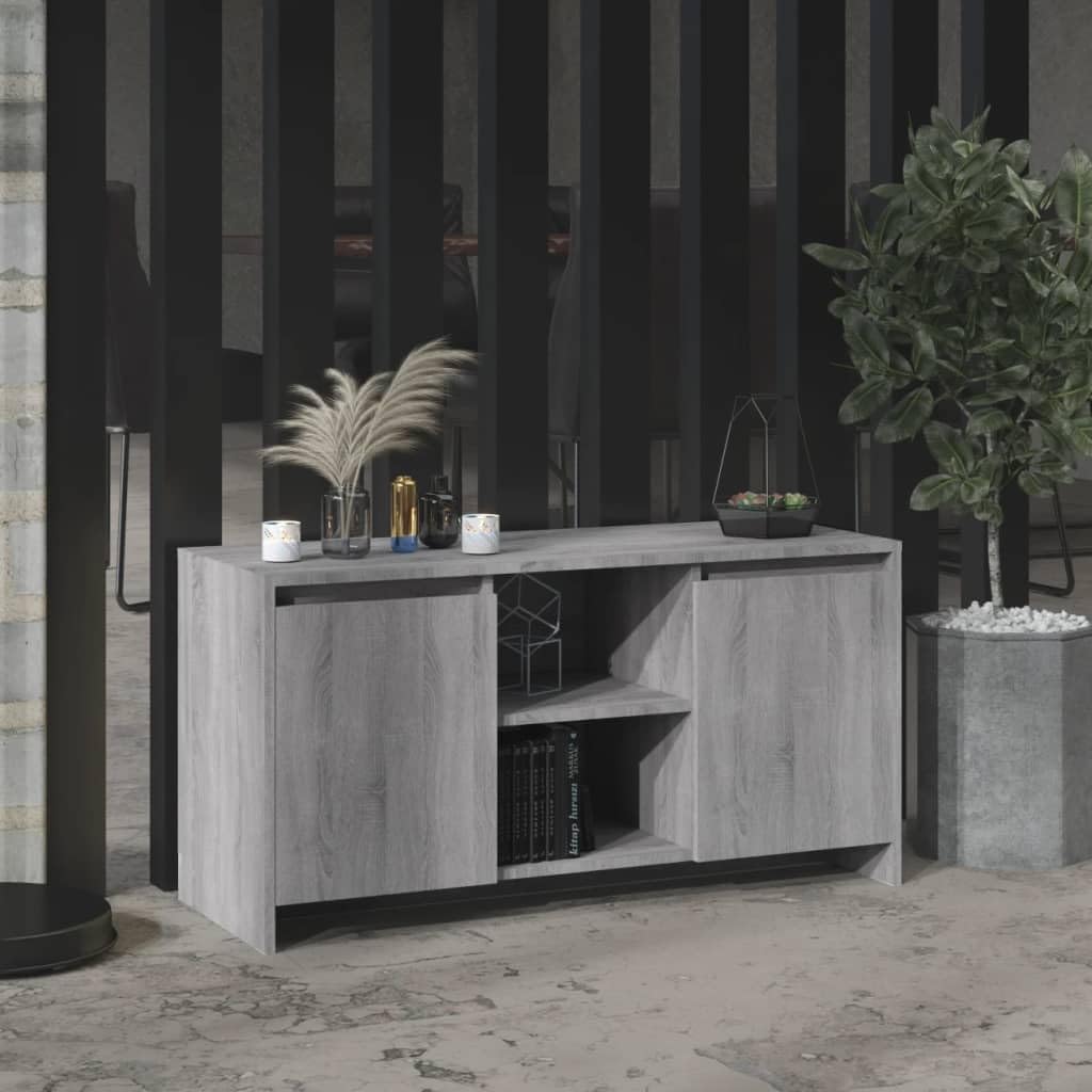 Lauuoeriau Meuble TV pour maison et jardin, gris Sonoma, 102 x 37,5 x 52,5 cm, bois d'ingénierie