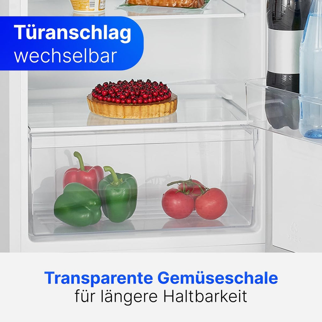 Bomann Réfrigérateur 242L blanc VS7316-1-blanc, Capacité nette : 242 litres, Éclairage intérieur à DEL, Contrôle de la température en continu, 5 clayettes en verre