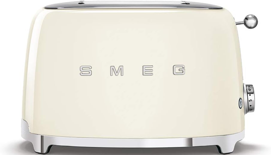 Smeg TSF01CRUK Grille-pain 2 tranches 950 W Crème (Acier, boutons rotatifs, 950 W, 220-240 V)