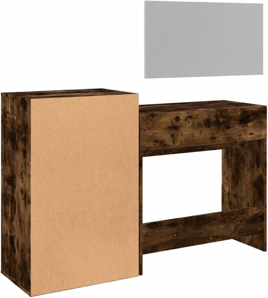 AJJHUUKI Ensemble de meubles de maison, ensembles de meubles de chambre à coucher, ensemble de coiffeuse 3 pièces en chêne fumé