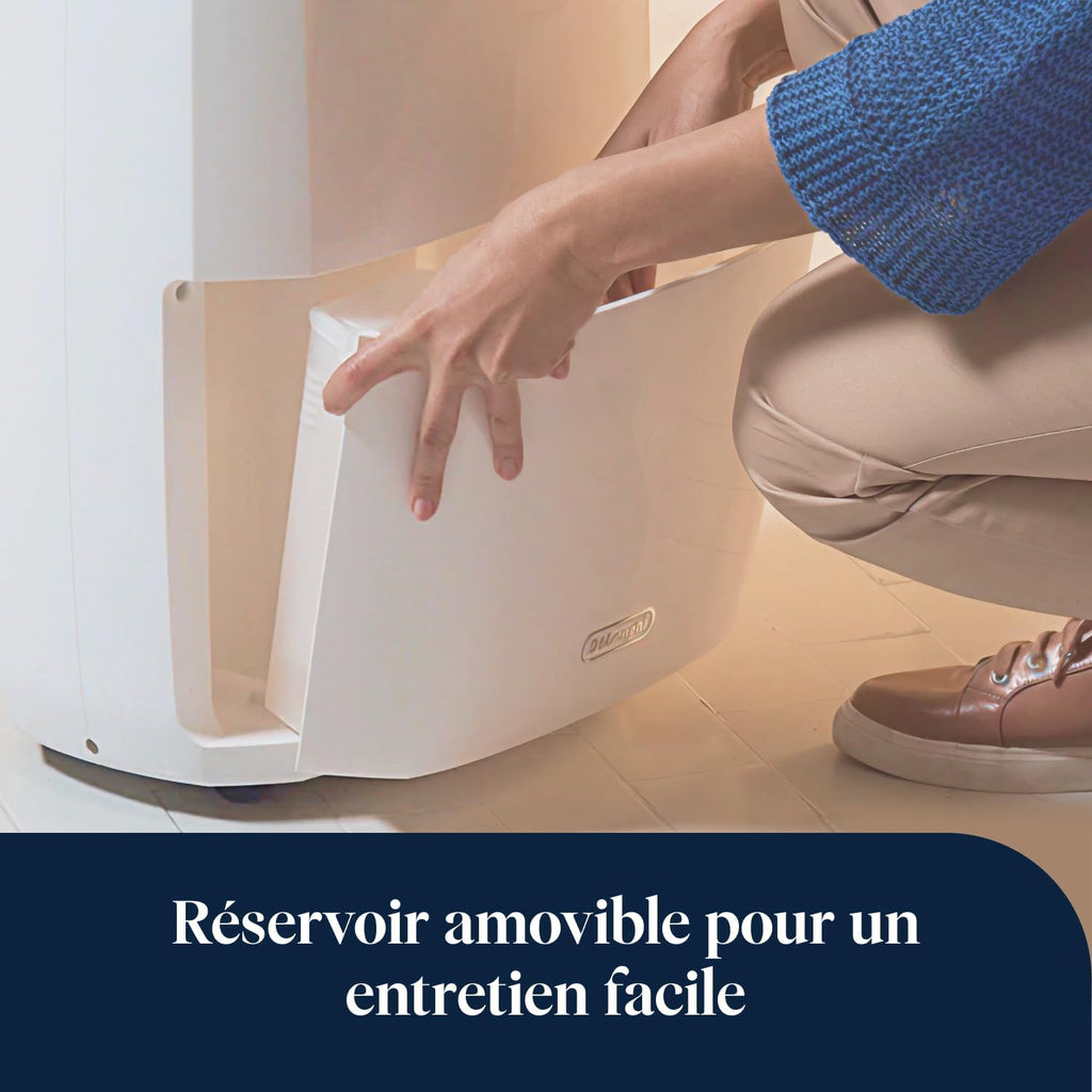De’Longhi Tasciugo AriaDry Multi - Déshumidificateur Portable pour la Maison, Élimination de l'Humidité 20L/24h, Séchage, Anti-Moisissure, Minuteur, Silencieux, Blanc (DDSX220)