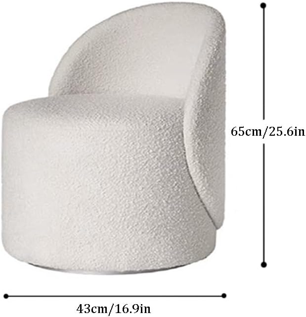 DELURA Chaise de Maquillage avec Dossier - Tabouret de Coiffeuse pour Chambre/Salle de Maquillage/Salon (Laine d'Agneau Blanche)