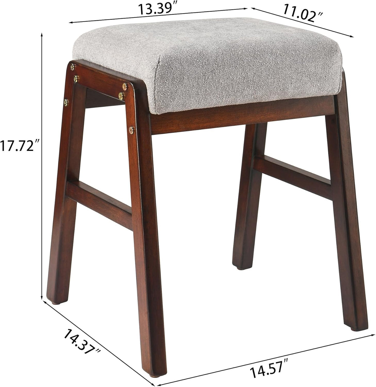 Banc de coiffeuse avec pieds en bois massif - Tabouret ottoman rembourré pour maquillage, salon, salle à manger et entrée - Élégant siège de coiffeuse et repose-pieds pour décoration d'intérieur