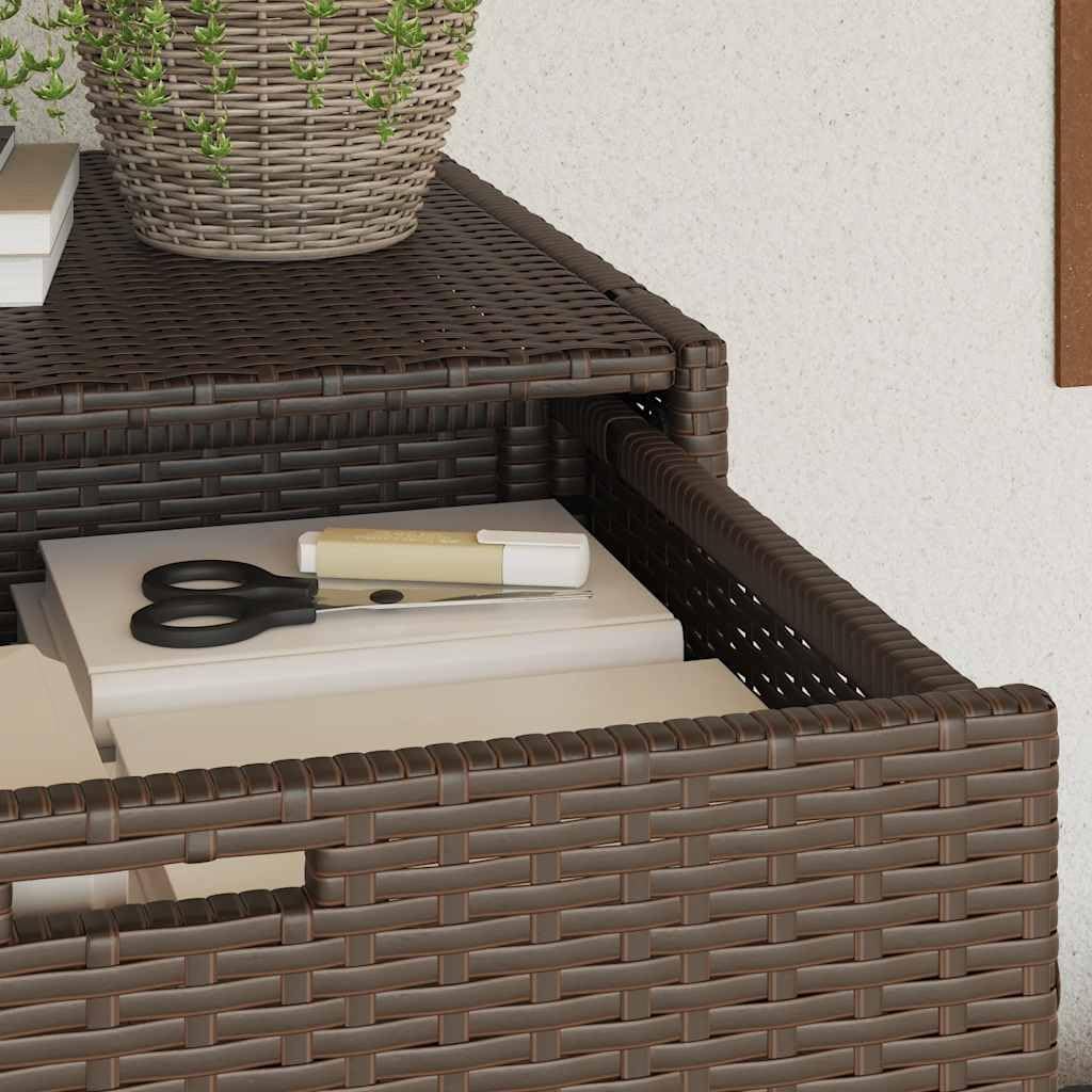 vidaXL Armoire de Rangement de Jardin, Organisateur de Terrasse avec Porte, Meuble d'Extérieur Patio Arrière-Cour, Marron Résine Tressée