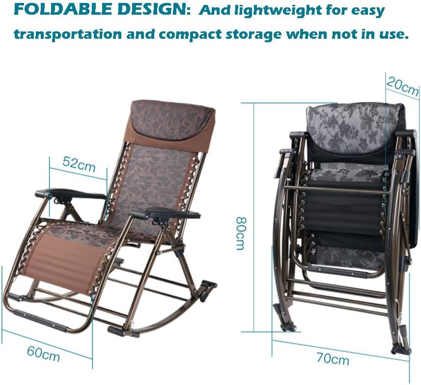 Fauteuil à Bascule Fauteuil à bascule de jardin robuste inclinable - Siège de chaise longue réglable à gravité zéro pour terrasse extérieure, terrasse, pelouse, camping, chaise de détente, support 20