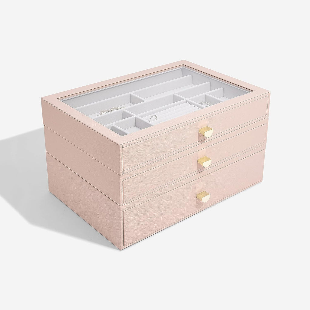 Stackers Blush Supersize Jewellery Box - Set of 3 (with Drawers)