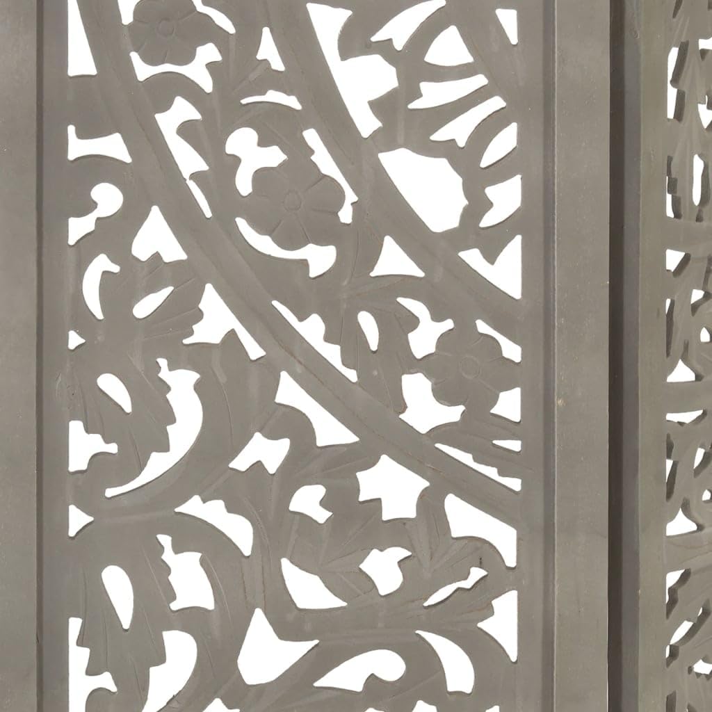 Paravent intérieur 3 Panneaux Pliables, Séparateur de pièce, Ecran d'Intimité Paravent Chambre à Coucher Maison Balcon, Gris 120x165 cm Bois manguier