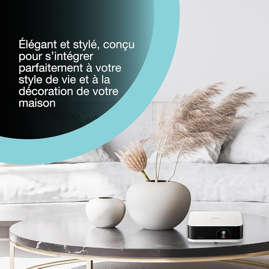 Lifestudio Pop EF-61W Blanc Diamant, Projecteur portatif Smart, Google TV, Full HD, Utilisation en intérieur/extérieur, Garantie de 5 Ans*