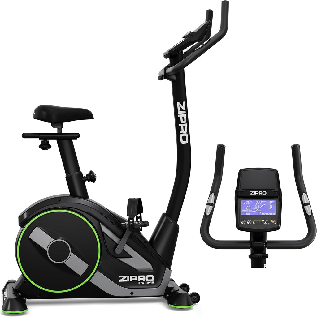 ZIPRO RAVE Vélo d'Appartement - 32 Niveaux de Résistance, Capteur de Fréquence Cardiaque, 11 Programmes d'Entraînement, Siège et Guidon Réglables, Connectivité Bluetooth, Idéal pour Cardio et Fitness